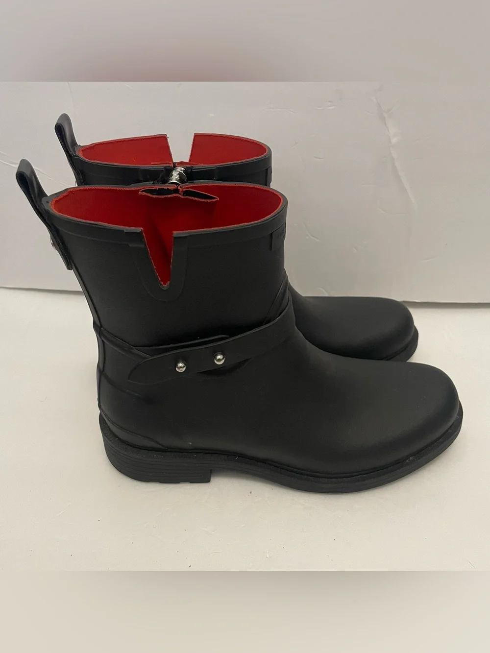 Rag & Bone Black Rubber Rain Boots Women's EU 39 Waterproof Moto Ankle Boots 8.5